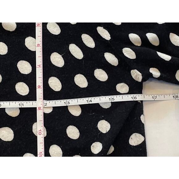 Black & White Polka Dot Cotton Blend Crew Neck Button Down Cardigan, S - Picture 7 of 11